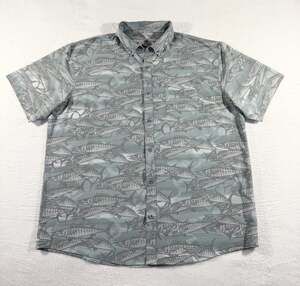 Huk Kona Shirt Men's 2XL All Over Fish Print Short Sleeve Performance